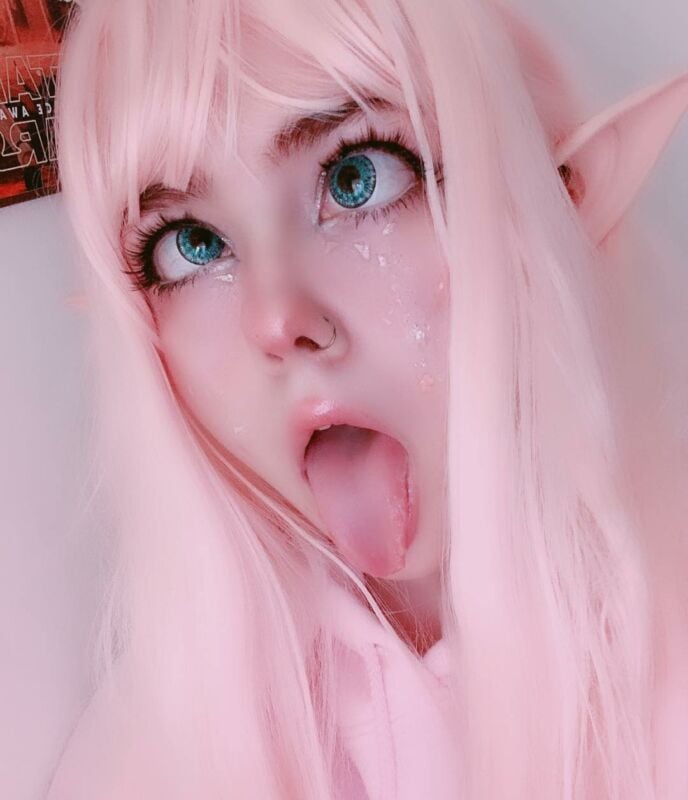 cosplay creator making ahegao face