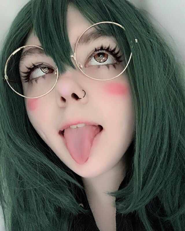 cosplay creator making ahegao face
